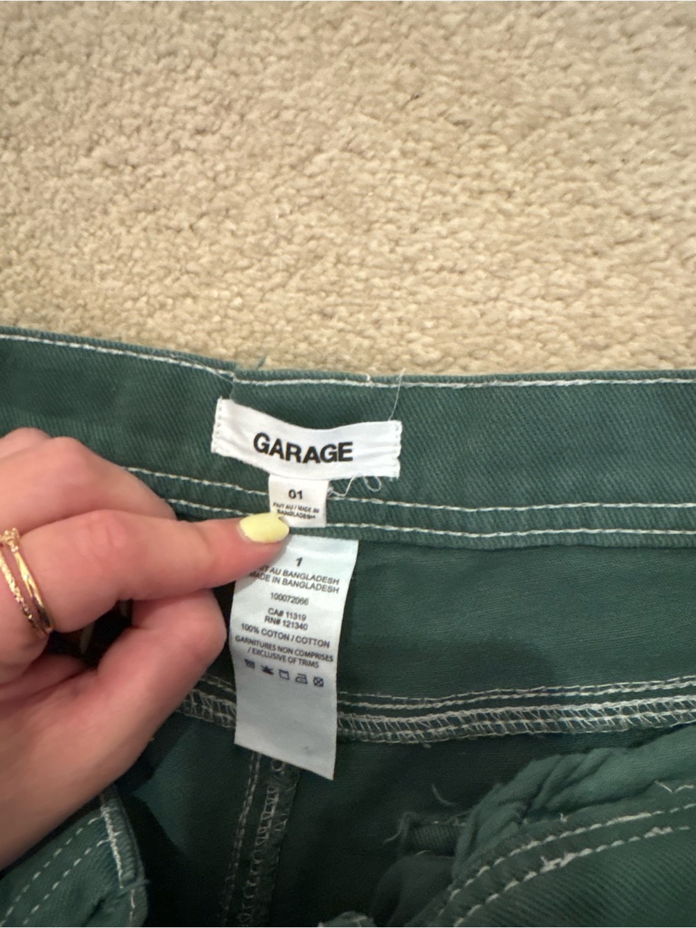 Garage Women's Straight Leg Carpenter Pant in Forest Green - Picture 3 of 3